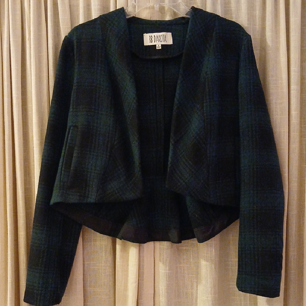 BB Dakota Women's Black and Green Tartan Plaid Jacket Nwt S